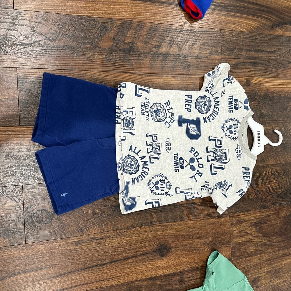 Polo by Ralph Lauren Blue and Light Gray Kids Matching Set